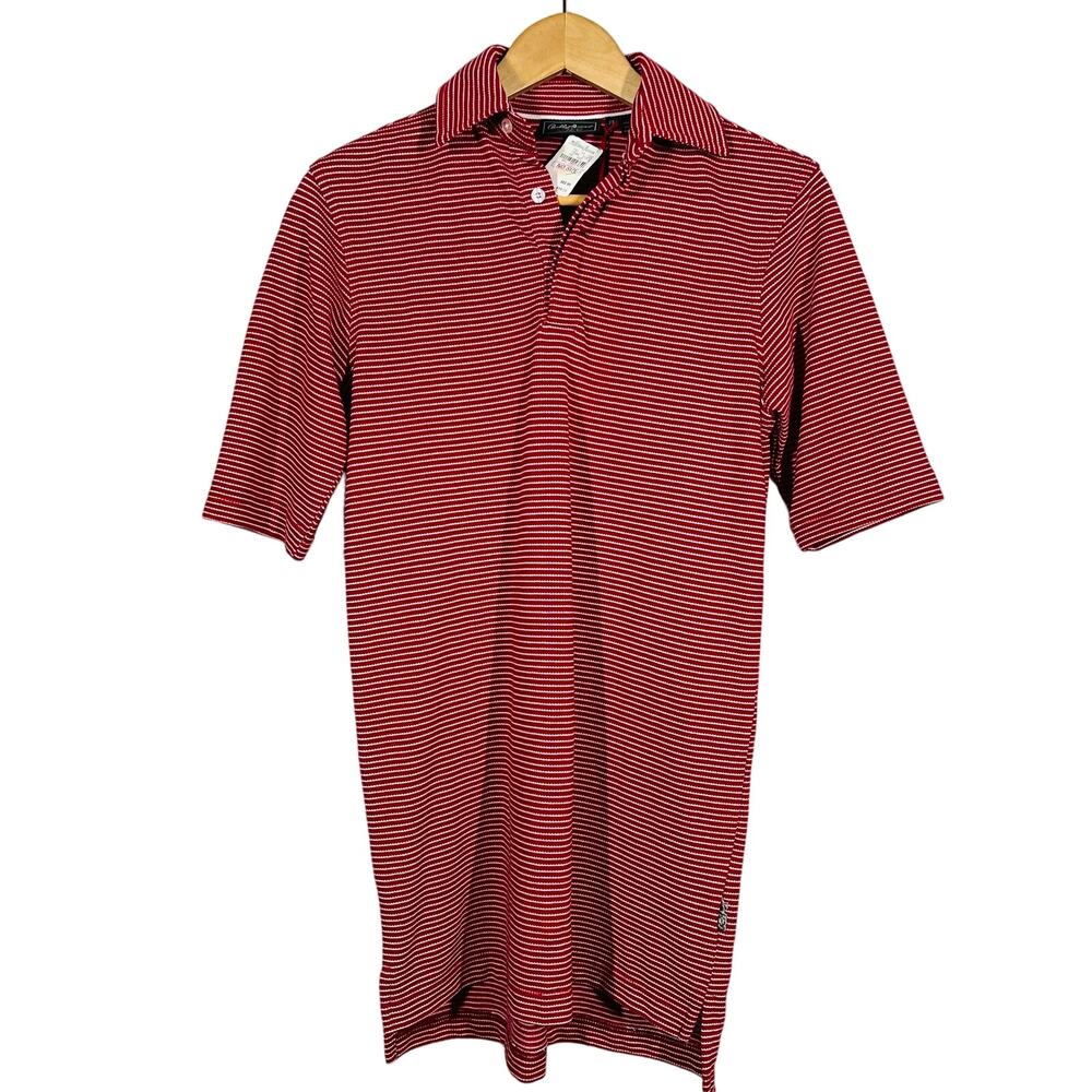 NEW! Bobby Jones Knit Polo Short Sleeve Casual Stripe Red White - XS